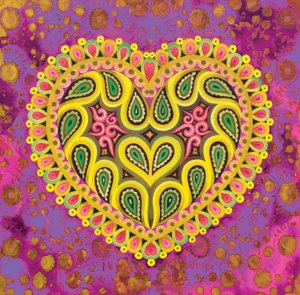 Valentijns volks hart op roze door Jane Tattersfield