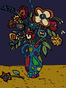 Bloemen in een luide kan