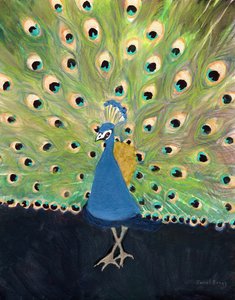Pauw in Woodland Park Zoo, ca. 2024 (gemengde techniek op papier) door Janel Bragg