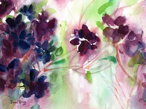 Paarse aquarelbloemen