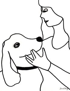Vincent en Janel in zwarte lijnen, ca. 2024 (marker op papier) door Janel Bragg