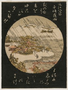 Nachtregen op de Karasaki-den uit de serie Acht Zichten van Ōmi door Japan, Edo period