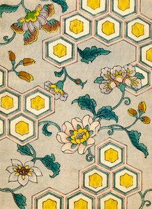 Bloesems op een honingraat achtergrond