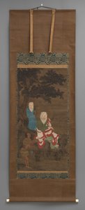 Boeddhistisch schilderij van 3 figuren, begin 18e eeuw