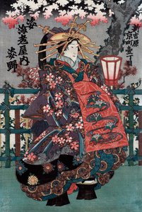 Middenpaneel van een Japanse courtisane triptiek