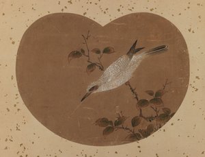 Waaierschilderij met vogel (recto) door Japanese School