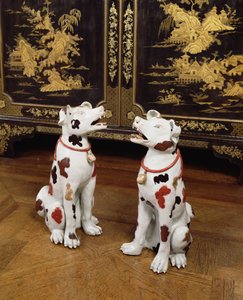 Imari paar zittende honden (hard-pasta porselein)