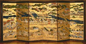 In en rond de omgeving van Kyoto, Edo-periode door Japanese School