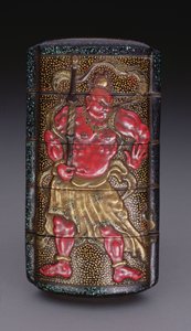 Inro versierd met Nio, Edo-periode (1615-1868) Japans door Japanese School