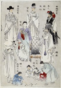Korea: traditionele kostuums van de edelen - Japanse prent