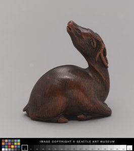 Netsuke gemodelleerd als hert, midden 19e eeuw