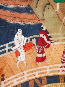 Osakazu Byobu - Japans kamerscherm met acht panelen (schilderij) door Japanese School