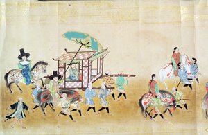 Deel van de zesde Koreaanse ambassade naar Japan ten tijde van de opvolging van Tokugawa Ietsuna in 1651, mogelijk door Kano Masunobu (1625-94) 1655-57 (rolschildering) door Japanese School