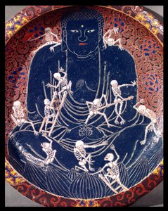Plaque met Boeddha en tien skeletten (detail)