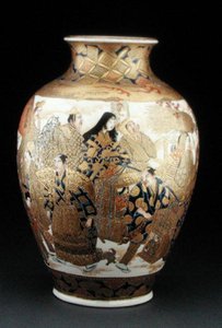 Satsuma vaas met figuren in een processie, eind 19e eeuw door Japanese School