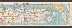 Sectie van een wegenkaart van Japan. Dai Nihon koku junro meiki daisei. ["Een duidelijke en gedetailleerde kaart van de hoofdwegen van Japan"]