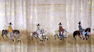 Zesde Koreaanse Ambassade naar Japan in Meireki 1 tijdens de opvolging van Tokugawa Ietsuna in 1651 (detail) door Japanese School