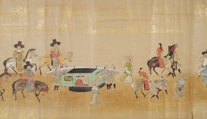 Zesde Koreaanse Ambassade naar Japan in Meireki 1 ten tijde van Tokugawa Ietsunas opvolging in 1651, mogelijk door Kano Masunobu (1625-94) (rolschildering) (detail) door Japanese School