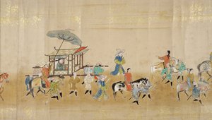Zesde Koreaanse Ambassade naar Japan in Meireki 1 ten tijde van Tokugawa Ietsunas opvolging in 1651, mogelijk door Kano Masunobu (1625-94) (rolschildering) (detail) door Japanese School