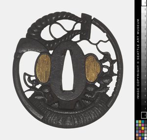 Tsuba: Bloemen, Zeis, Touw, vroege 18e eeuw door Japanese School