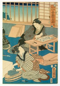 Houtsnedeproductie door Japanese School