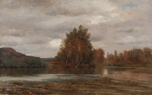 Grijze dag op de Esopus door Jasper F. Cropsey