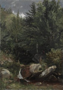 Bomen en een stroom op een heuvel door Jasper F. Cropsey