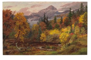 Herfstbladeren in de Witte Bergen (Mount Chocorua) door Jasper Francis Cropsey