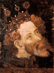 Peter IV van Aragon, detail van een tempera op hout door Jaume Mateu door Jaume Mateu
