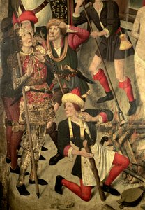 St. Vincent Altaarstuk: Marteling van St. Vincent op de grill, Dacian en beulen (detail)