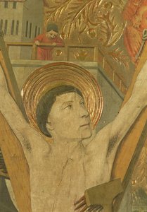 Het martelaarschap van St. Vincent, detail van Vincent aan het kruis