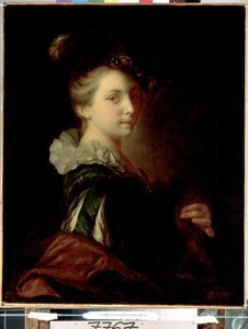 "Jonge actrice in theaterkostuum" Schilderij van Alexis Grimou, circa 1730, Hermitage Museum, Sint-Petersburg door Jean Alexis Grimou