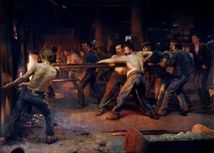 Arbeiders in een metallurgische fabriek