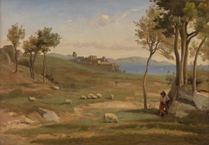 Italiaans landschap door Jean-Baptiste-Camille Corot