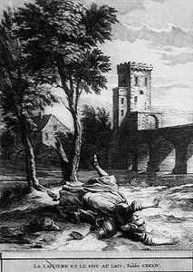 De melkmeid en de melkkan (gravure)
