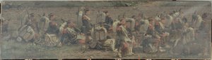 Militaire scène: de trommels van het 1e Regiment van de Grenadiers de la Garde (fragment van het Rezonville panorama) door Jean Baptiste Edouard Detaille