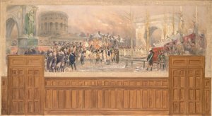 Ontvangst door de gemeente Parijs, bij de barrière de la Villette, van troepen die terugkeren uit Polen, na de campagne van 1806-1807