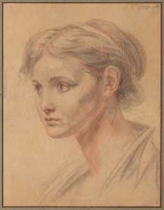Hoofd van een Meisje door Jean-Baptiste Greuze