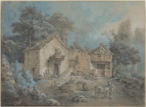 Boerderijtafereel door Jean-Baptiste Huet