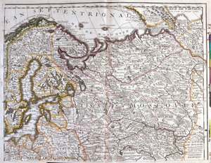 Kaart van Moskou (Rusland), het Koninkrijk Zweden, de Baltische provincies en een deel van Polen door Jean Baptiste Nolin