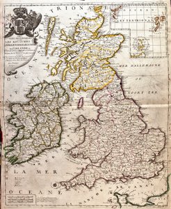 Kaart van de koninkrijken Engeland, Schotland en Ierland (Groot-Brittannië) door Jean Baptiste Nolin