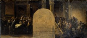 Schets voor het kabinet van de prefect van het Hôtel de Ville de Paris: De invasie van het Hôtel de Ville door de Belleville-bataljons door Jean Baptiste Noro
