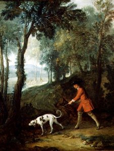 De jager met een tufter aan een lijn, c.1727 door Jean Baptiste Oudry