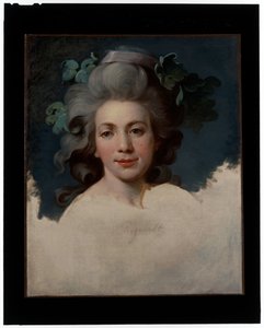 Portret van een dame (Hoofd van een vrouw in de gedaante van een Bacchante, een onvoltooid portret) door Jean Baptiste Regnault