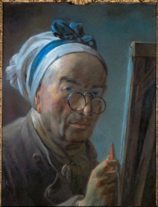 Zelfportret van Chardin met pince-nez ...