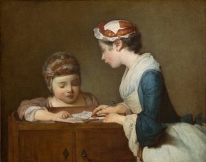 De kleine schooljuffrouw, na 1740 door Jean Baptiste Simeon Chardin