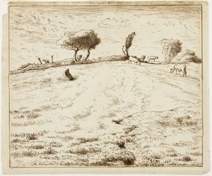 Landschap - Heuvel in Gruchy, Normandië door Jean Francois Millet