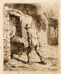 Man met kruiwagen door Jean Francois Millet