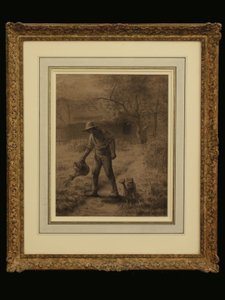 Boer in zijn tuin, ca. 1860 door Jean Francois Millet