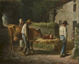 Boeren brengen een in het veld geboren kalf naar huis, 1864